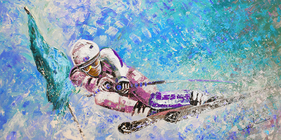 Skiing 06 Painting by Miki De Goodaboom