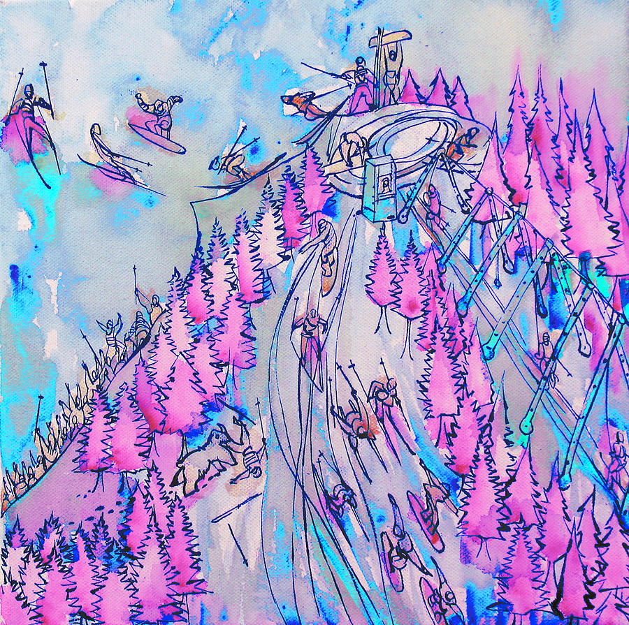 Skiing Painting by Fabrizio Cassetta