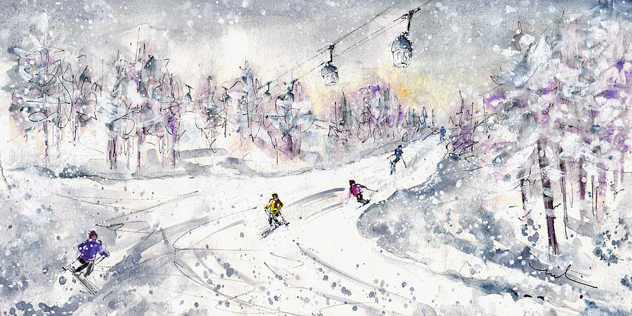 Skiing In The Dolomites In Italy 01 Painting by Miki De Goodaboom