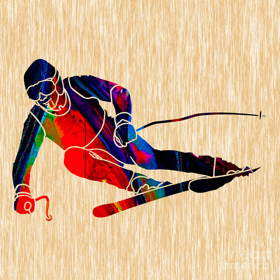Winter Mixed Media - Skiing by Marvin Blaine