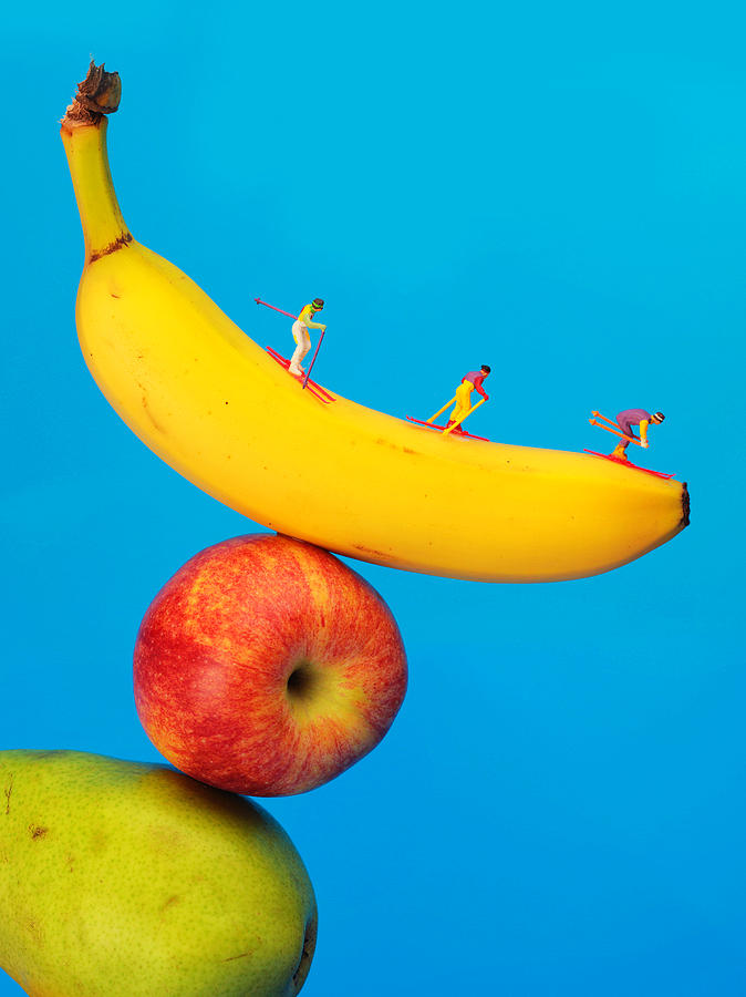 Skiing On Banana Miniature art Photograph by Paul Ge