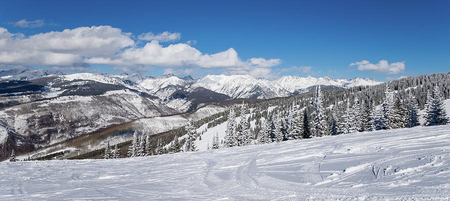 Skiing Slopes With Rocky Mountains In Photograph by Miralex