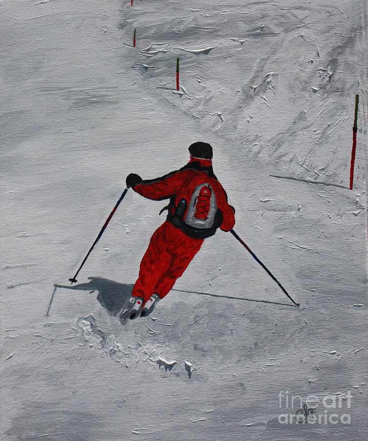 Skiing with Style Painting by Christine Dekkers