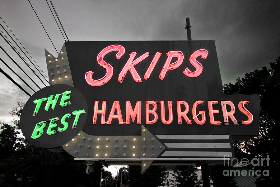 Sign Photograph - Skips Hamburgers II by K Hines