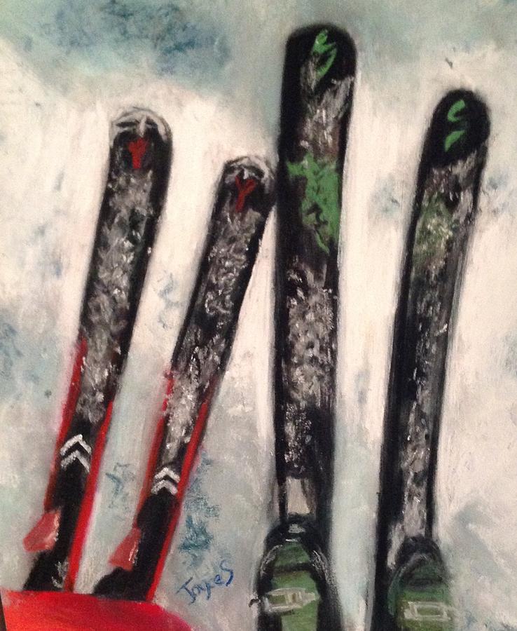 Skis Painting by Joyce Spencer