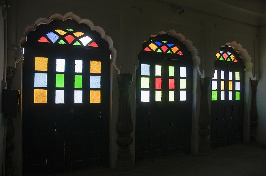 SKN 1250 Doors with Colored Glass Photograph by Sunil Kapadia