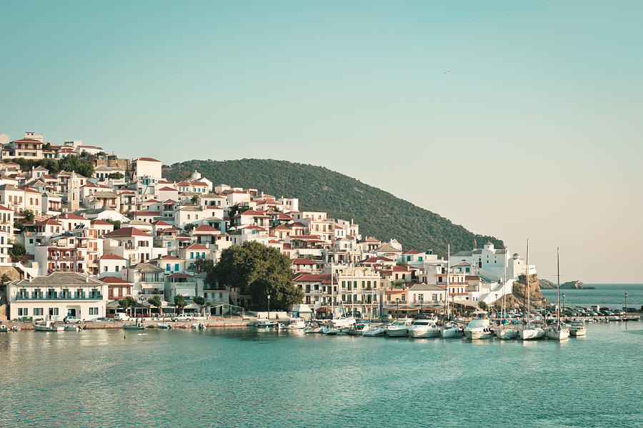 Greek Photograph - Skopelos Harbour by Tom Gowanlock