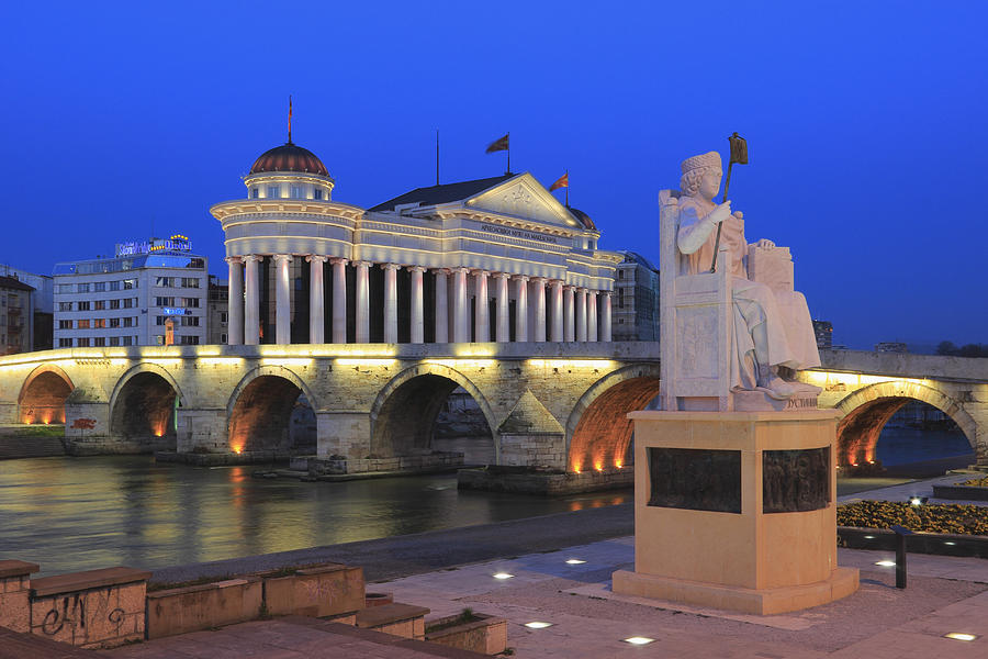 Skopje City Center At Night Macedonia Photograph by Ivan Pendjakov