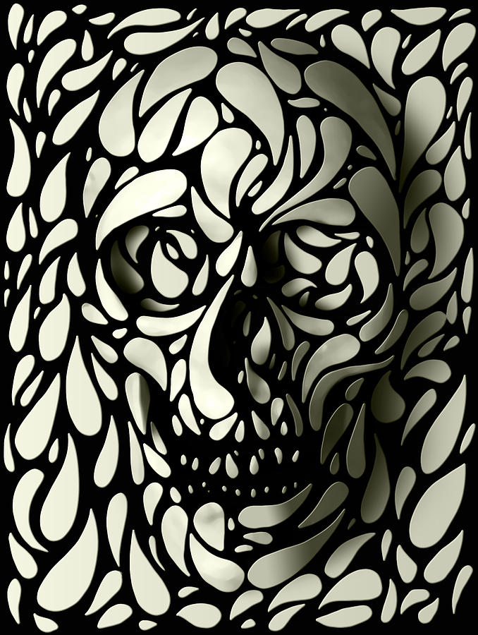 Black And White Digital Art - Skull 4 by Ali Gulec