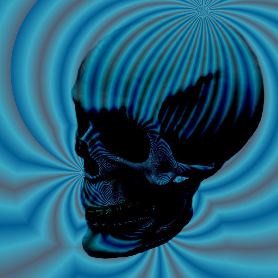 Abstract Digital Art - Skull Aura Blue by Jason Saunders