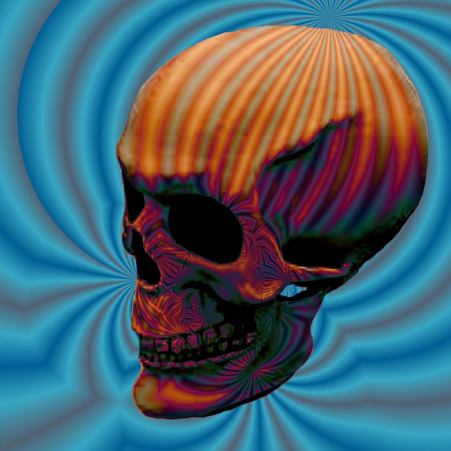 Abstract Digital Art - Skull Aura Orange by Jason Saunders