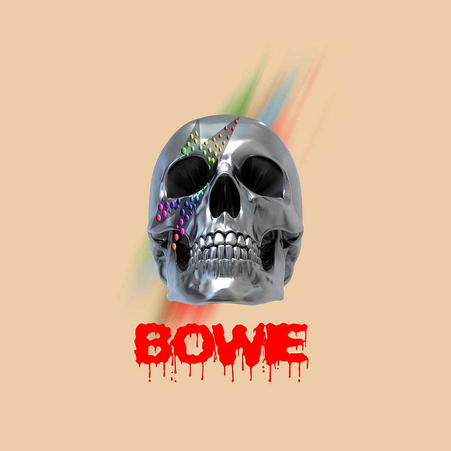 Unique Digital Art - Skull Bowie  by Mark Ashkenazi