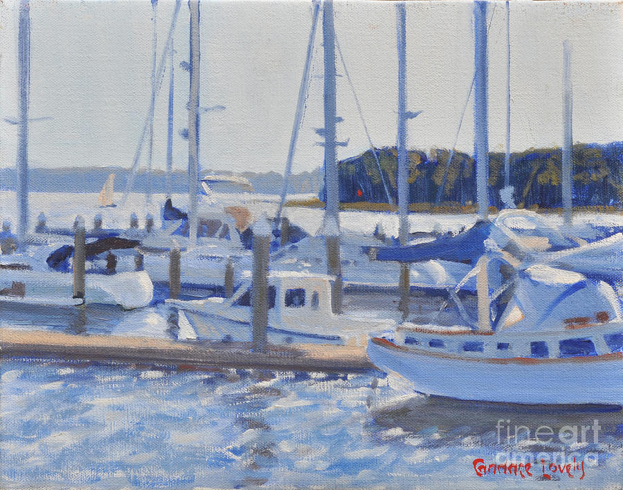 Skull Creek Marina Painting by Candace Lovely