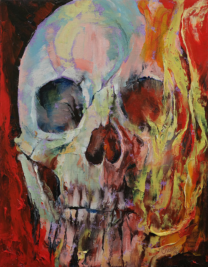 Skull Fire Painting by Michael Creese