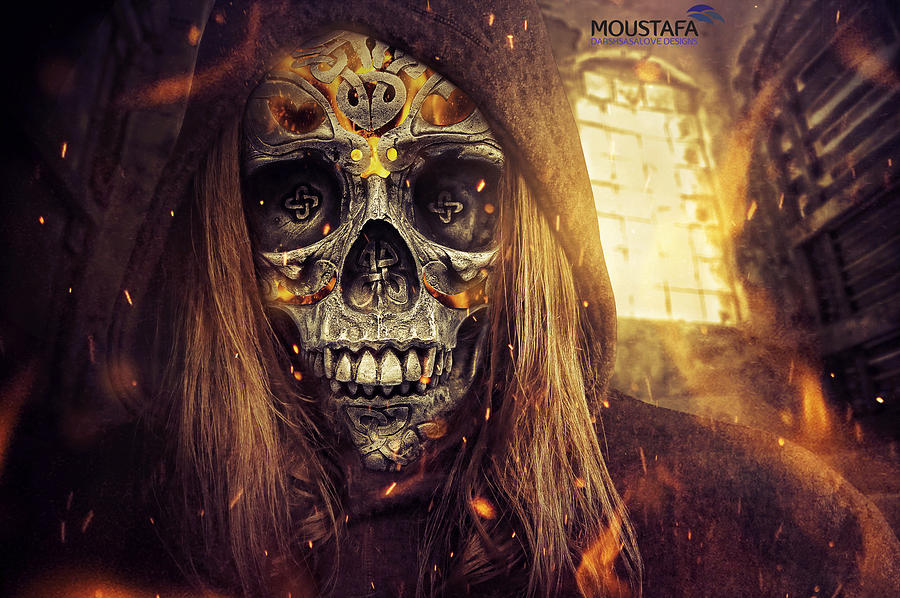 Fantasy Digital Art - Skull On Fire  by Moustafa  Sharaf