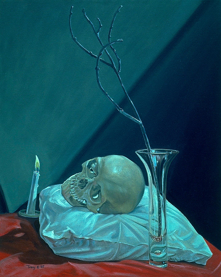 Skull On Pillow Painting by Robert Tracy