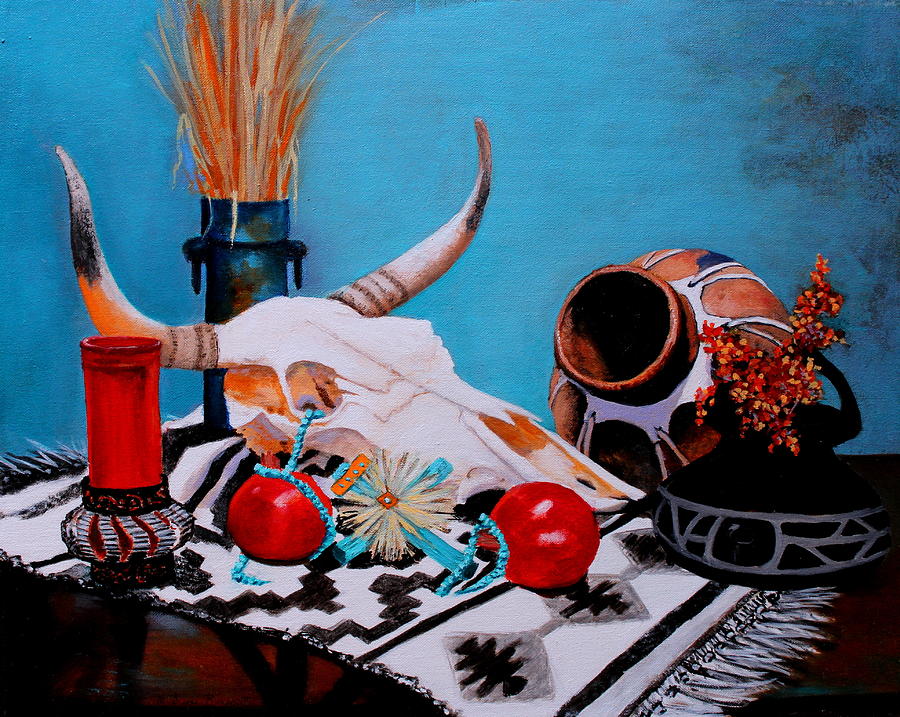 Tucson Painting - Skull Still Life by M Diane Bonaparte