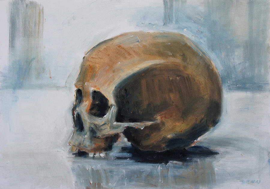 Still Life Painting - Skull Torso by Barbara Pommerenke