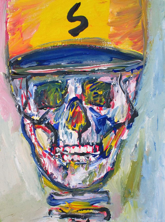 SKULL with  BASEBALL HAT Painting by Fabrizio Cassetta