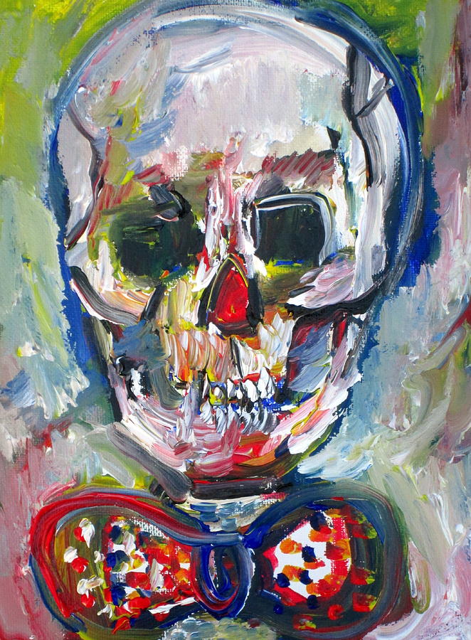 SKULL with BOW TIE Painting by Fabrizio Cassetta