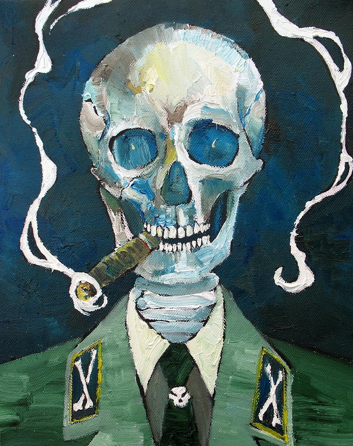 SKULL with CIGAR Painting by Fabrizio Cassetta