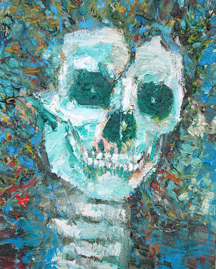 SKULL with THE SHINING in the eyes and CURLY-HAIRED Painting by Fabrizio Cassetta
