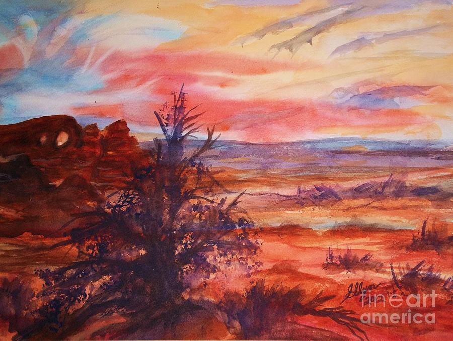 Arches National Park Painting - Sunset Over Turret Arch by Ellen Levinson