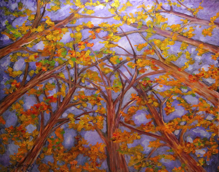 Sky and Trees Tapestry Painting by Janet Greer Sammons