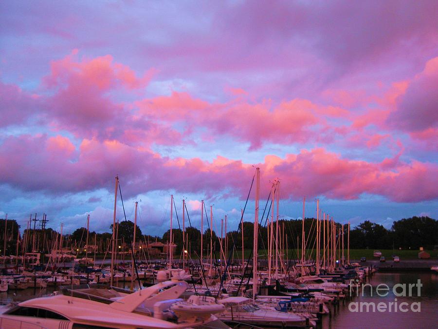 Sky Blue Pink Marina Photograph by Judy Via-Wolff