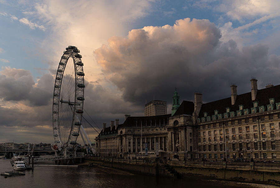 Sky Drama Around the London Eye Photograph by Georgia Mizuleva