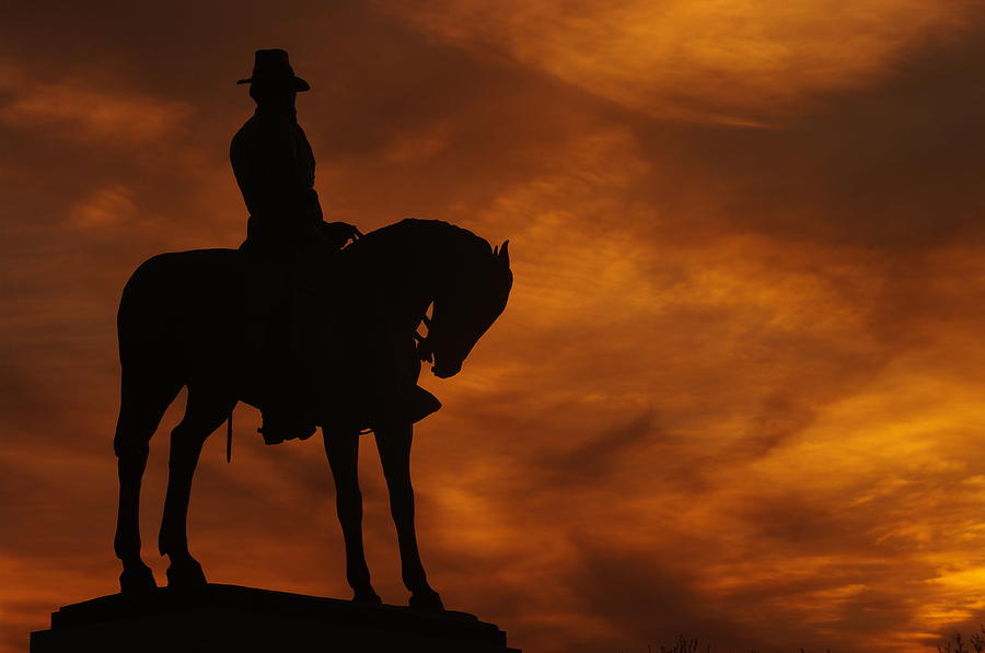 Sky Fire - Major General Oliver Otis Howard - Commanding 11th Army Corps Cemetery Hill Gettysburg Photograph by Michael Mazaika