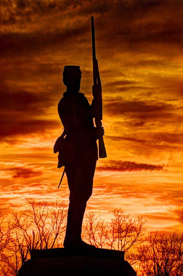 Sky Fire - The Flames of War - 11th Pennsylvania Volunteer Infantry at Gettysburg - Sunset Close1 Photograph by Michael Mazaika