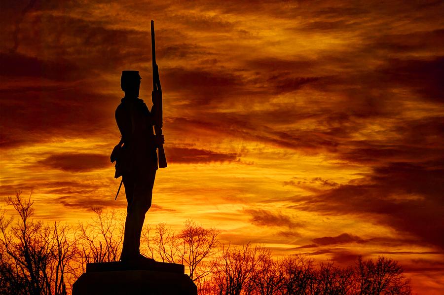 Sky Fire - The Flames of War - 11th Pennsylvania Volunteer Infantry at Gettysburg - Sunset Close3 Photograph by Michael Mazaika