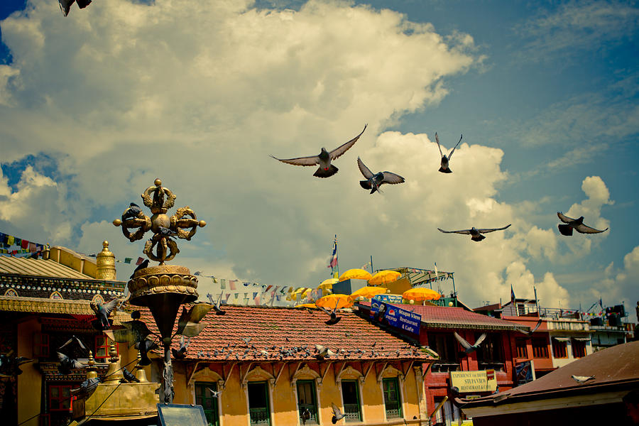 Sky near stupa Boudhanath  NEPAL Kathmandu MUKTIANTH YATRA 2013 Artmif.lv Photograph by Raimond Klavins
