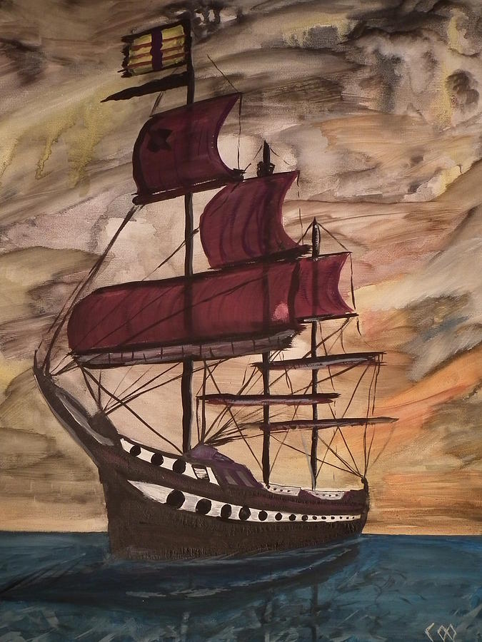 Boat Painting - Sky or Ship by Christopher Carter