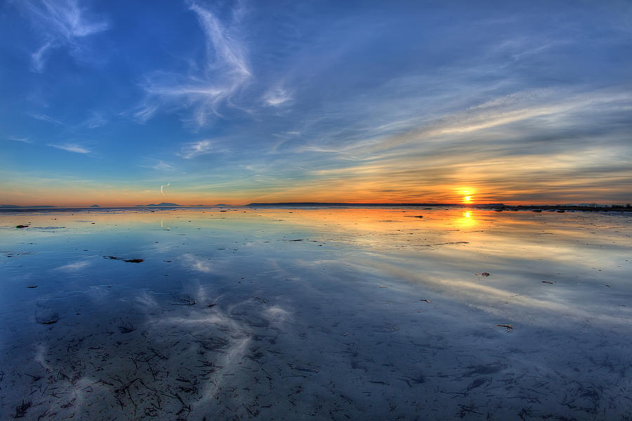 Sky reflection in Boundary Bay Photograph by Pierre Leclerc Photography