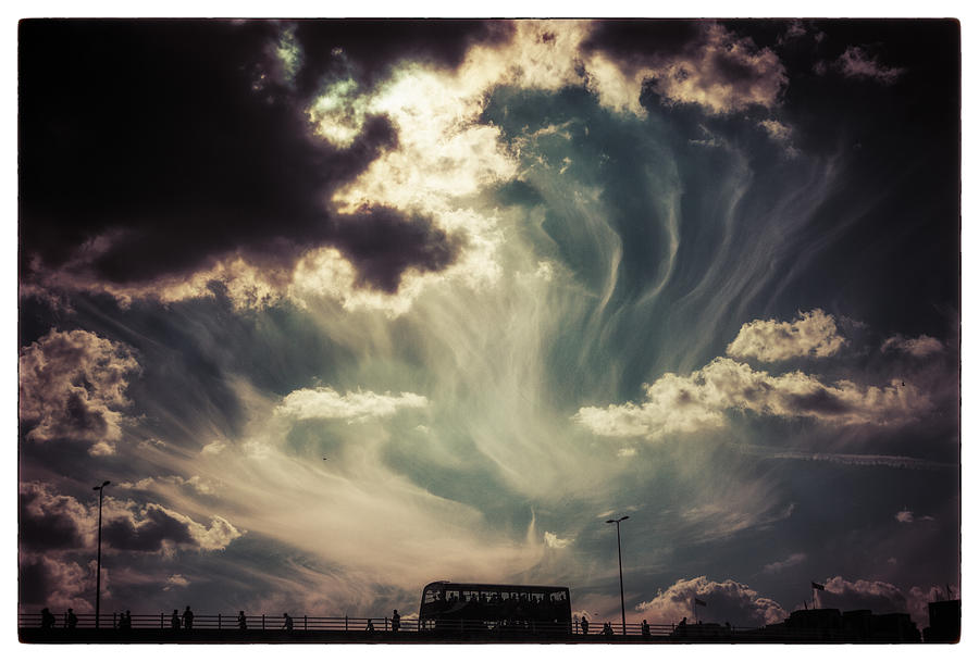 London Photograph - Sky Wisps over a Double Decker by Lenny Carter