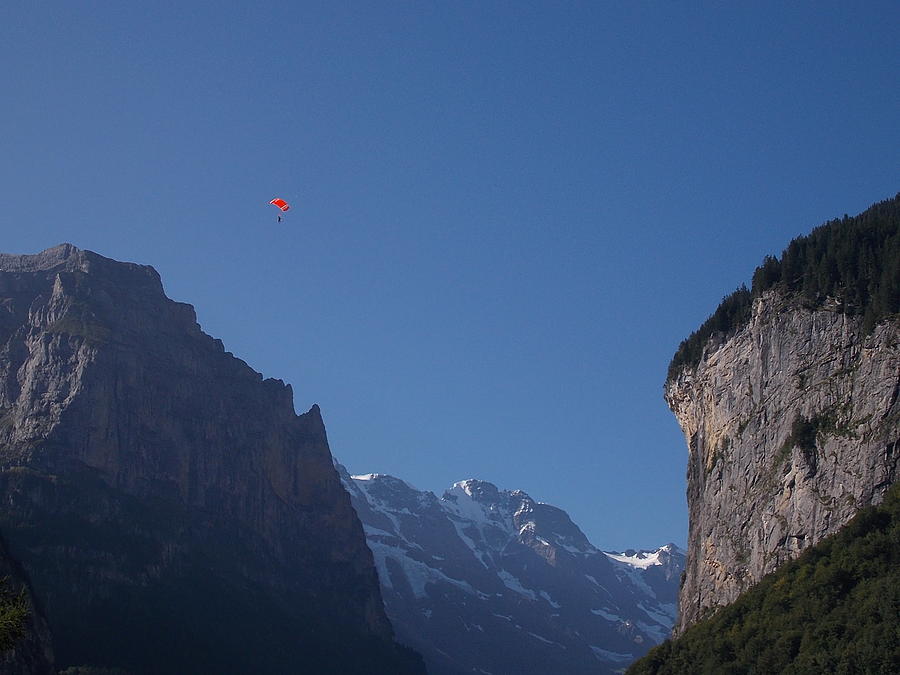Skydiver over Lauterbrunnen Photograph by Nina Kindred