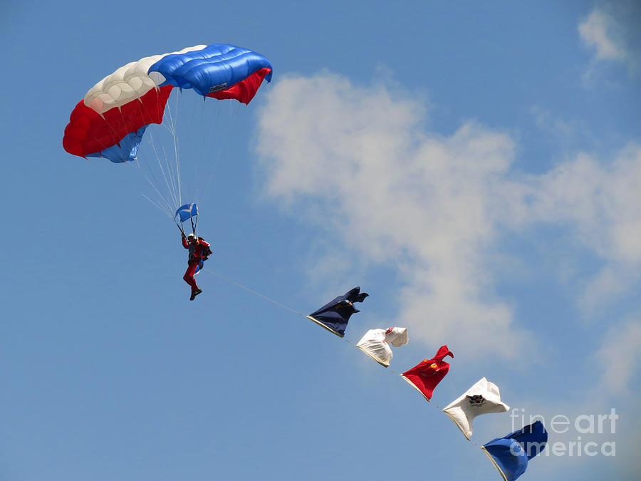 Flag Photograph - Skydivers #02 by Ausra Huntington nee Paulauskaite