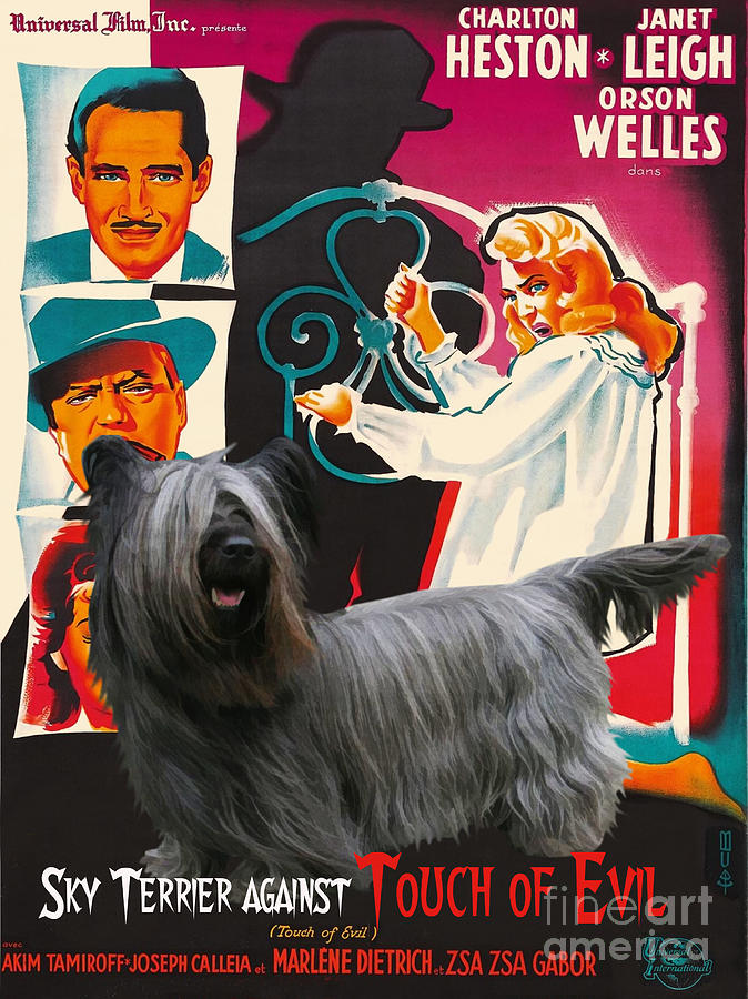 Dog Painting - Skye Terrier Art Canvas Print - Touch of Evil Movie Poster by Sandra Sij