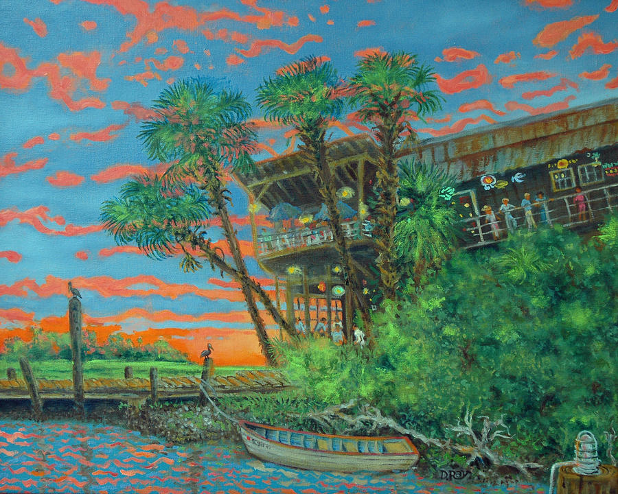 Skyfire on the Creek Painting by Dwain Ray