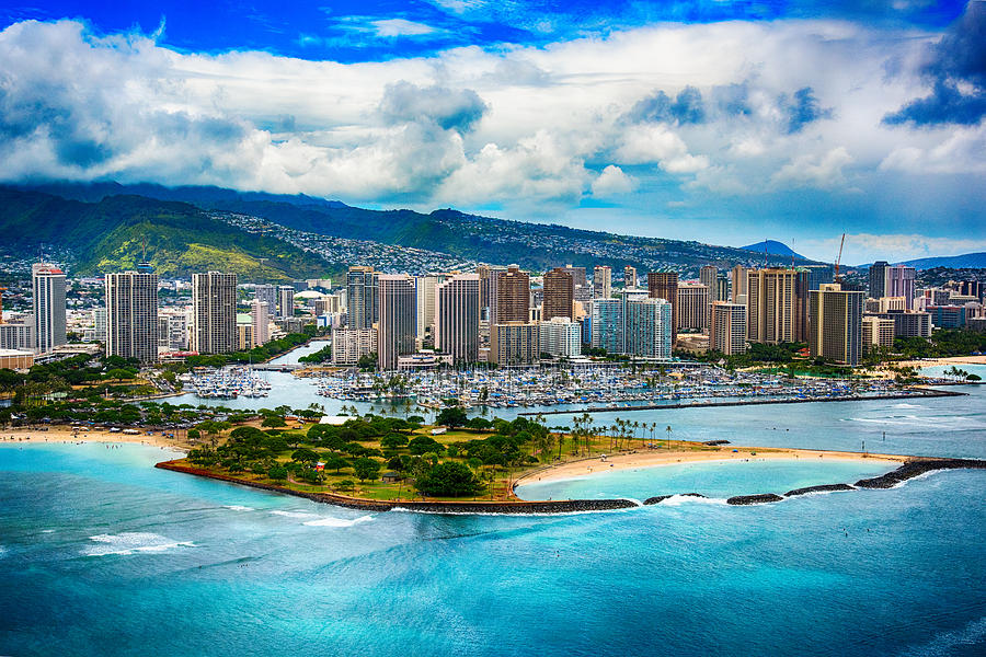 Skyline Aerial of Honolulu Hawaii Photograph by Art Wager