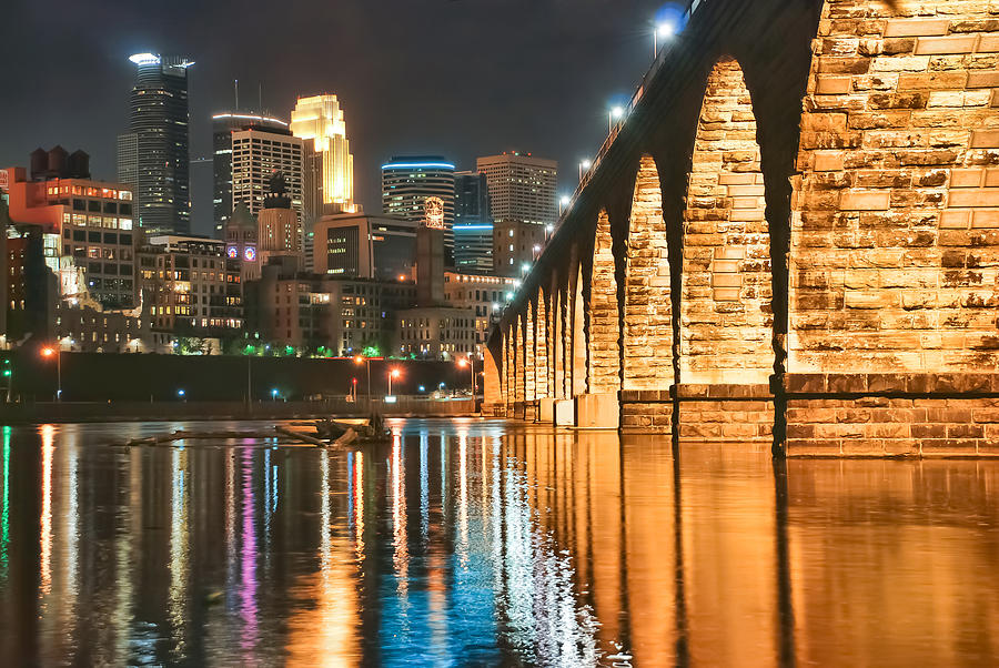 Minneapolis Photograph - Skyline and Stone Arch by Near and Far Photography