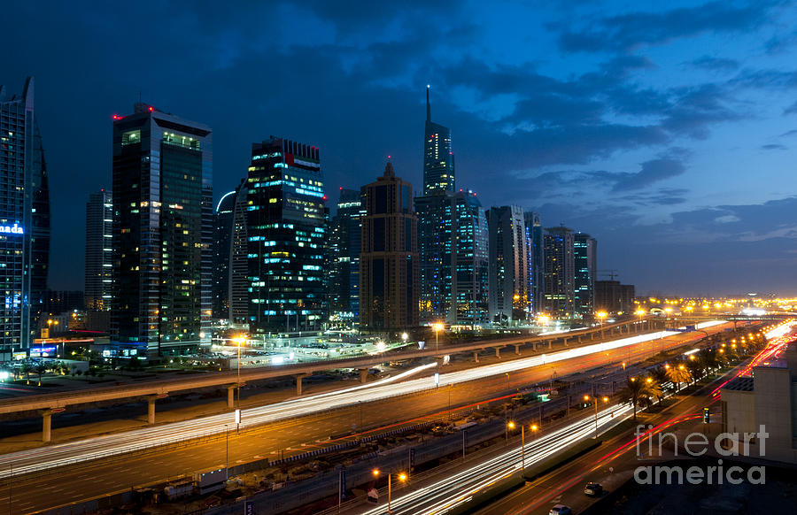 Skyline At Sunset, Dubai Photograph by Bill Bachmann