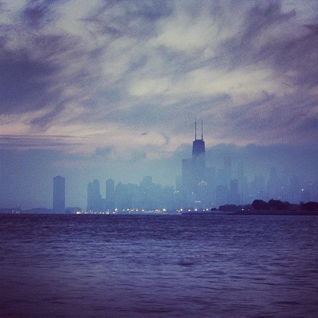 Chicago Photograph - Skyline Before Sunrise From Montrose by Benjy Lipsman