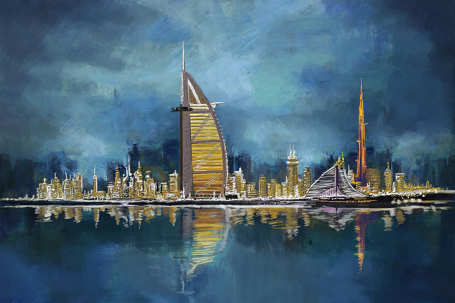 Skyline Painting - Skyline Burj-ul-Khalifa  by Corporate Art Task Force
