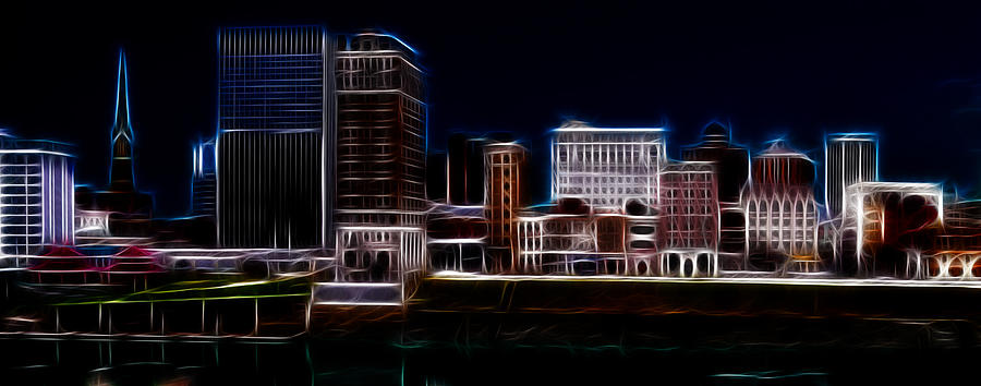 Skyline - Charleston - Night Digital Art