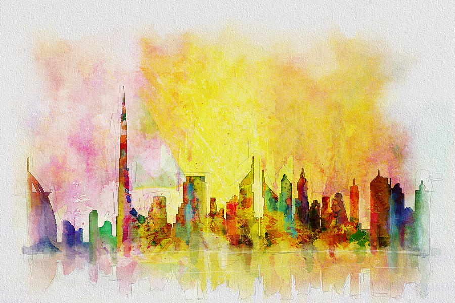 Dubai Painting - Skyline Collage by Corporate Art Task Force Dubai Painting - Skyline Collage by Corporate Art Task Force