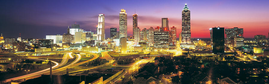 Atlanta Photograph - Skyline, Evening, Dusk, Illuminated by Panoramic Images