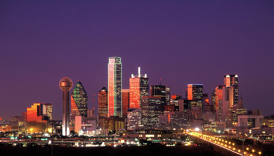 Skyline Illuminated At Night, Dallas Photograph by Panoramic Images